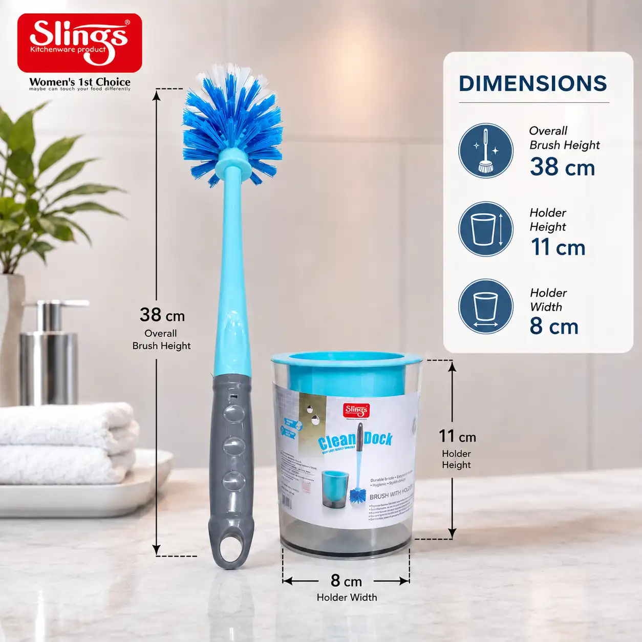 Toilet brush dimensions with compact holder size