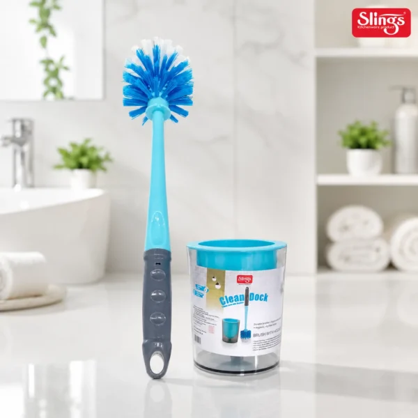 Premium toilet brush with hygienic storage holder