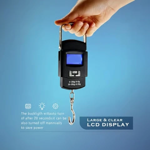 Premium digital hanging scale featuring large clear LCD display and accurate readings.