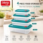 Premium 4-piece food container set with multiple capacities and airtight lids.