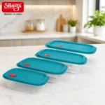 Premium 4-piece food storage container set with airtight lids for kitchen organization.