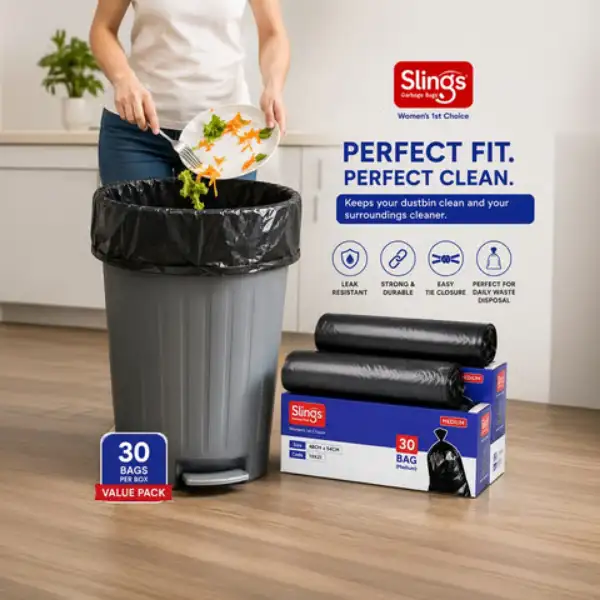 Premium leak-resistant garbage bags for clean and hygienic daily waste disposal.