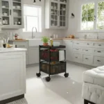 Best mobile storage trolley organizer in a modern kitchen setting.