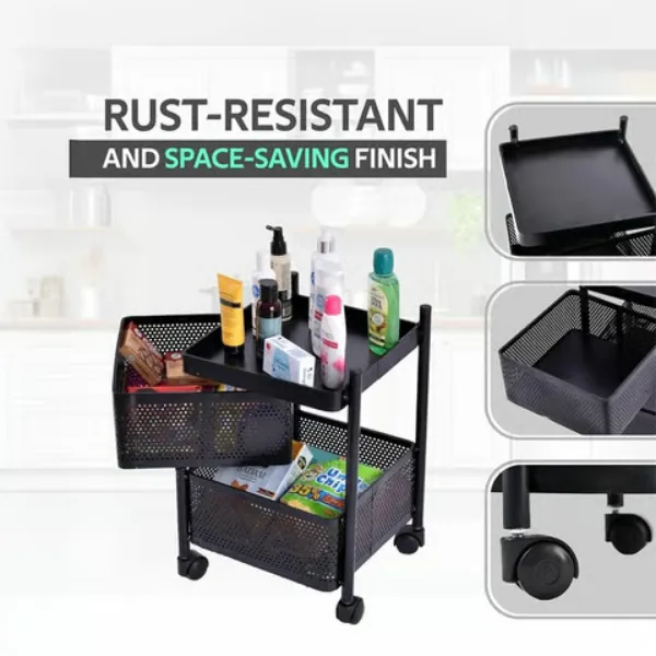 Best rust-resistant storage trolley organizer with baskets and utility tray.