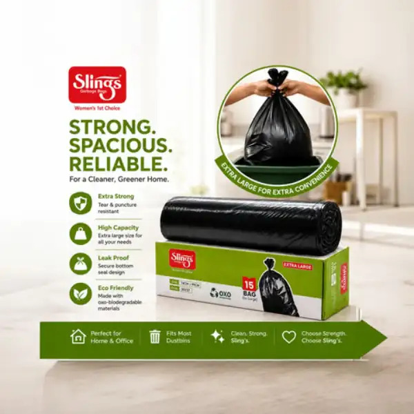 Reliable extra-large trash bags with spacious capacity and secure leak-proof performance.