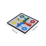 Compact magnetic Ludo board with 9.84-inch dimensions for portable indoor and travel gaming.
