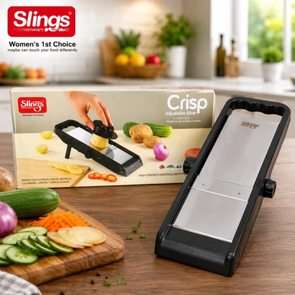 Premium adjustable vegetable slicer with stainless steel blade for precise kitchen slicing.