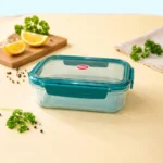 Premium airtight glass food storage container with secure locking lid for fresh kitchen organization.