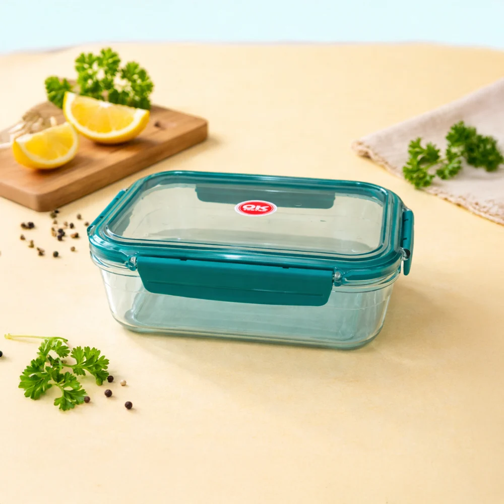 Premium airtight glass food storage container with secure locking lid for fresh kitchen organization.