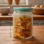 Premium airtight food storage container with compact dimensions ideal for kitchen and pantry organization.