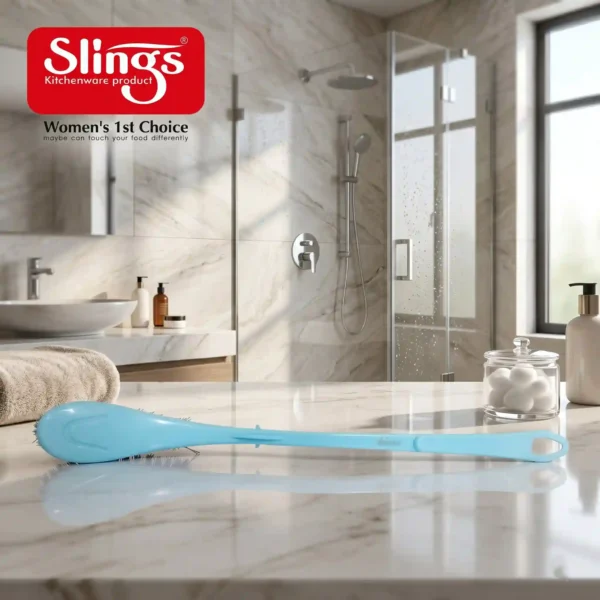 Premium Power-X toilet brush with ergonomic handle in modern bathroom setting.