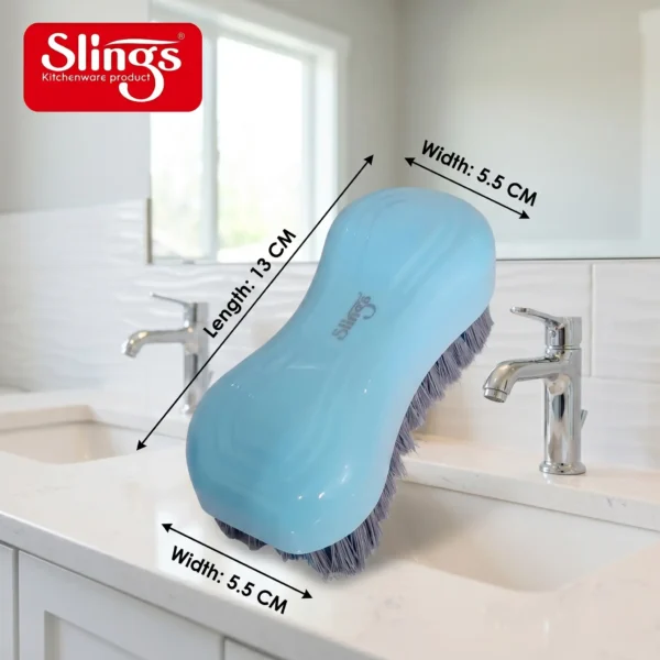 Cloth cleaning brush with product dimensions displayed