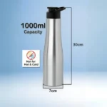 High-capacity 1000ml stainless steel bottle with size dimensions clearly displayed.