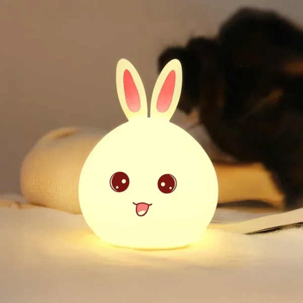 Premium silicone rabbit lamp with warm LED glow and cute design.