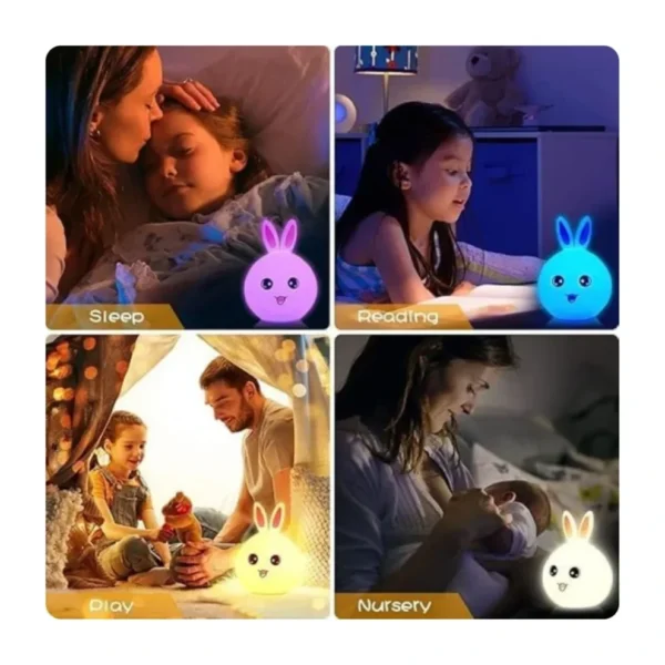 Versatile rabbit night lamp ideal for sleep, reading, nursery, and playtime.