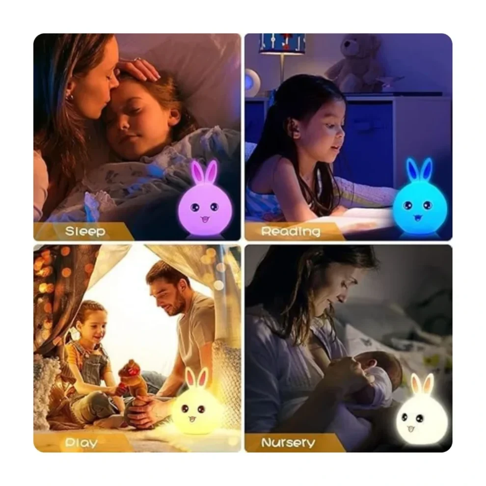 Versatile rabbit night lamp ideal for sleep, reading, nursery, and playtime.