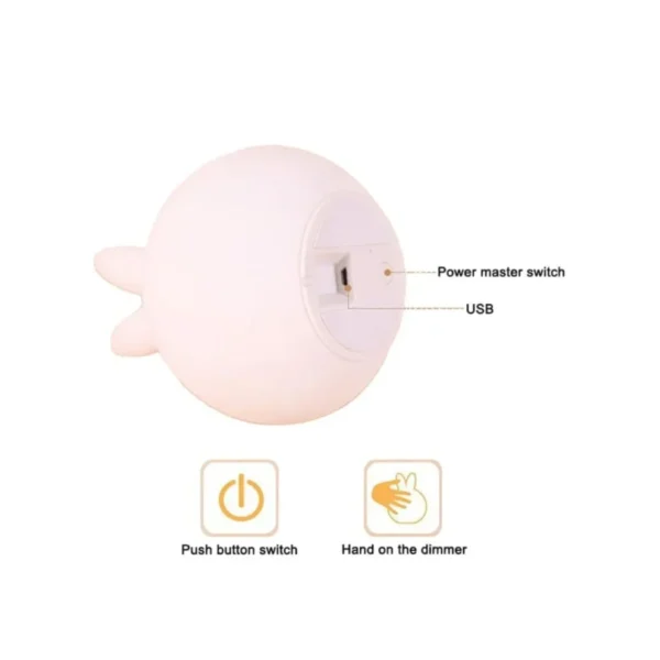 Cute rechargeable rabbit night lamp with touch control and USB charging.