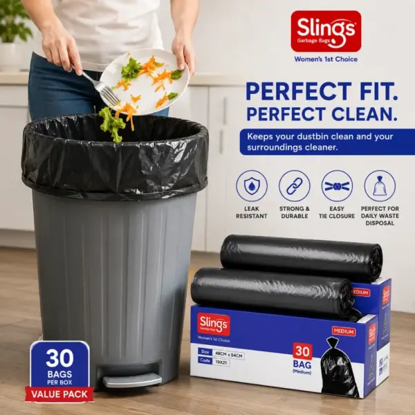 Slings garbage bags 19 x 21 inch for kitchens homes and offices