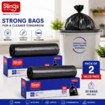 Slings medium trash bags with leak-resistant and tear-resistant construction for clean waste disposal