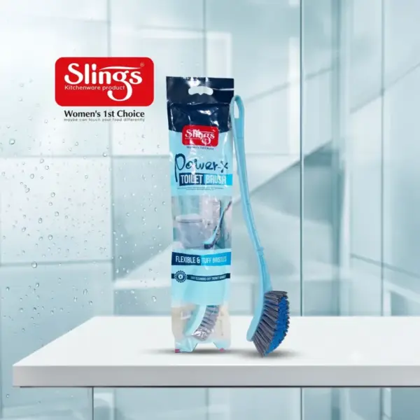 Slings Power-X toilet brush for cleaning toilet bowls and hard-to-reach bathroom areas