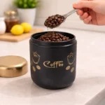 Premium coffee storage jar with airtight lid for preserving coffee bean freshness.