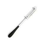 Elegant stainless steel 3-in-1 vegetable peeler with comfortable non-slip grip handle.