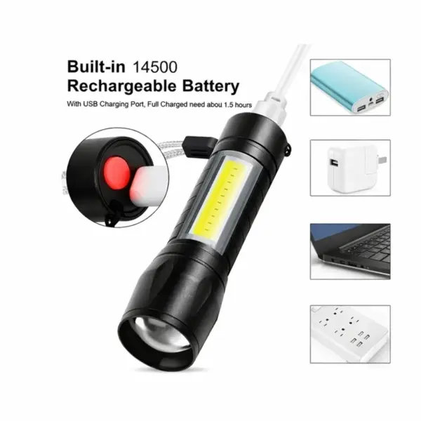 TINUMS 3W rechargeable LED torch for bright illumination during power cuts and outdoor use