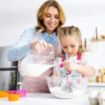 User-friendly stainless steel whisk helping mix batter during home baking.