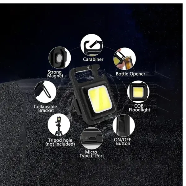 TINUMS COB keychain work light with magnetic base for hands-free illumination