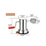 Premium stainless steel coconut scraper with compact dimensions and stable vacuum base design.