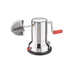 Reliable stainless steel coconut scraper with premium finish and smooth hand-crank operation.