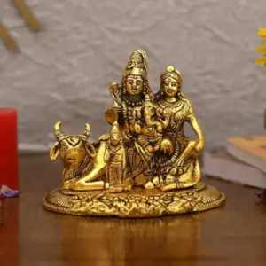 Tinums handcrafted Shiv Parivar idol featuring Lord Shiva Goddess Parvati and Lord Ganesh
