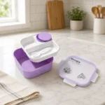 Premium Leakproof Kids Lunch Box with Compartments, Spoon and Sauce Container