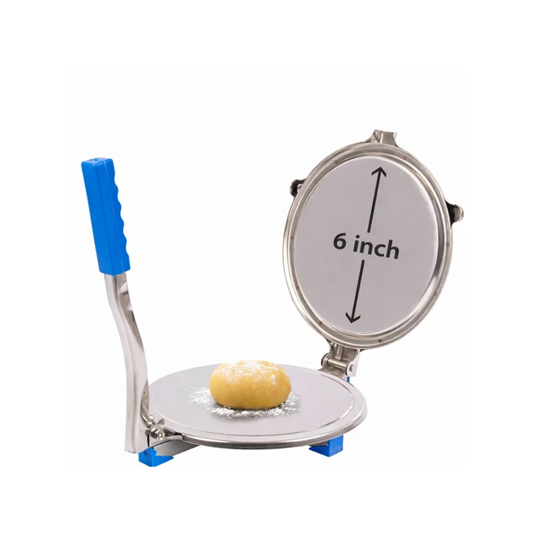 Premium stainless steel roti maker press with 6-inch plate for perfectly round flatbreads.