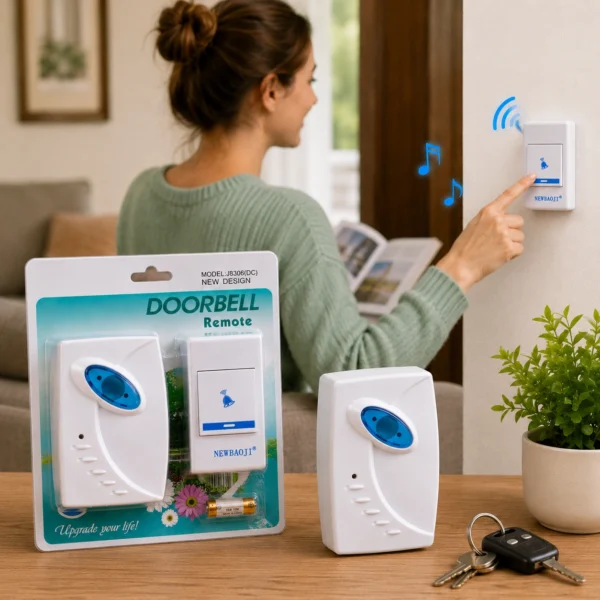 Advanced wireless doorbell kit with receiver and remote button for convenient home alerts.