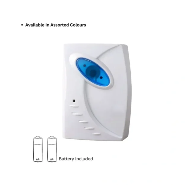 Compact wireless doorbell receiver with battery support and elegant modern design.