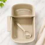 Dual compartment lunch box with included spoon fork
