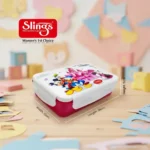 Disney themed lunch box with size dimensions shown clearly
