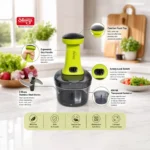Durable food chopper with safety lock and grip