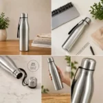 Multi-angle views of premium stainless steel water bottle
