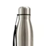 Premium stainless steel water bottle with secure carrying strap