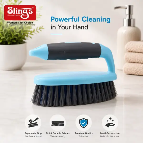 Slings Grippo iron brush with comfortable grip handle for convenient household cleaning