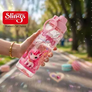 Slings Sip Star Magical Unicorn kids water bottle 500ml in pink