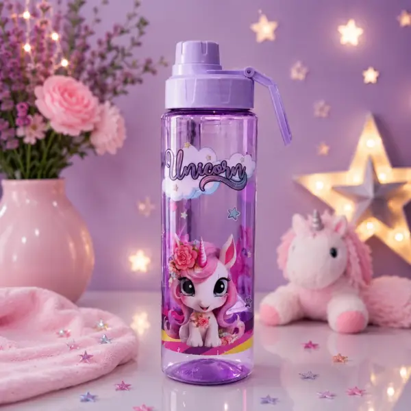 Slings Sip Star unicorn water bottle 500ml in purple for kids