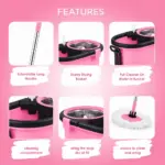 Slings spin mop with stainless steel wringer basket for convenient mopping
