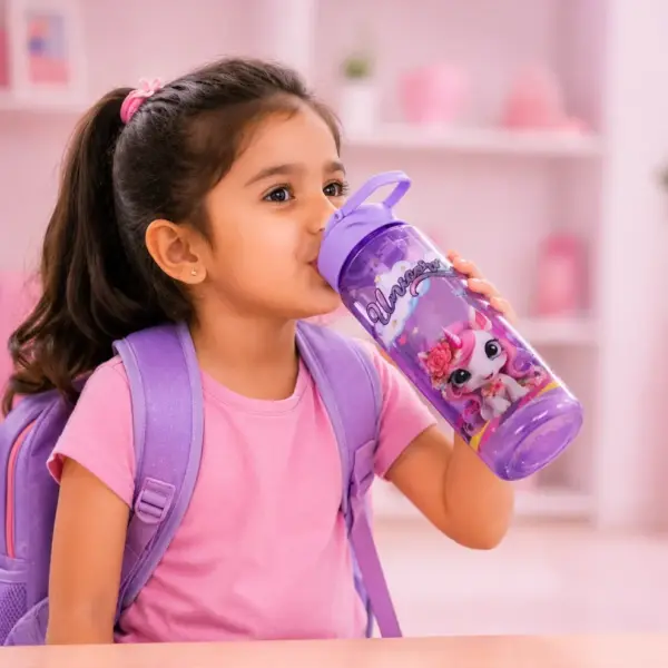Slings unicorn kids water bottle 500ml for school travel and everyday hydration