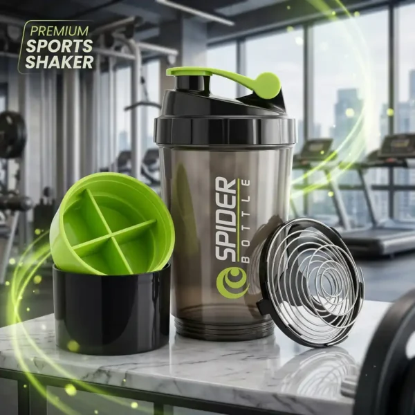 Professional Spider shaker bottle with mixer and storage compartments
