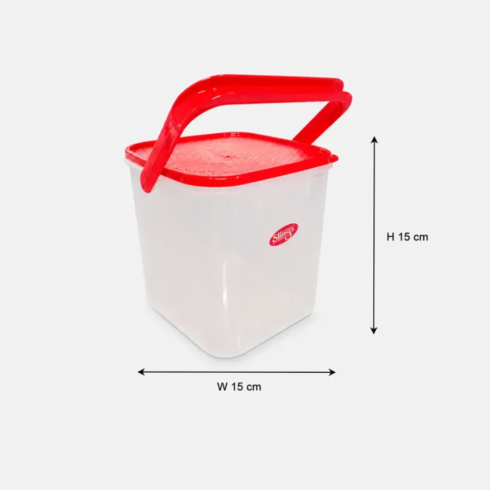 Durable square storage container with compact dimensions