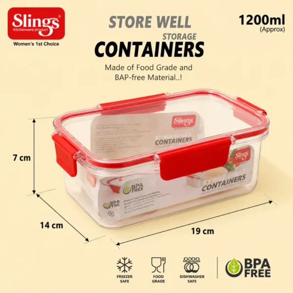 Spacious storage container with dimensions and capacity details