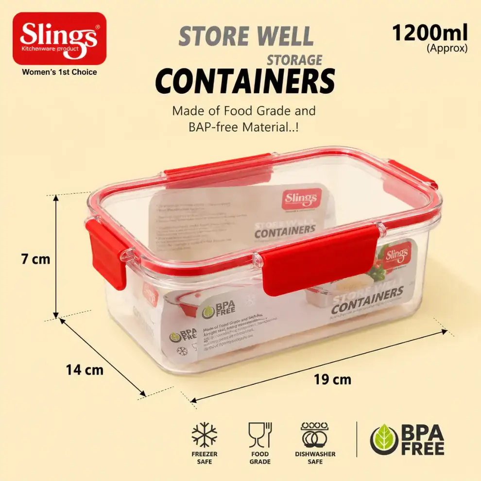 Spacious storage container with dimensions and capacity details